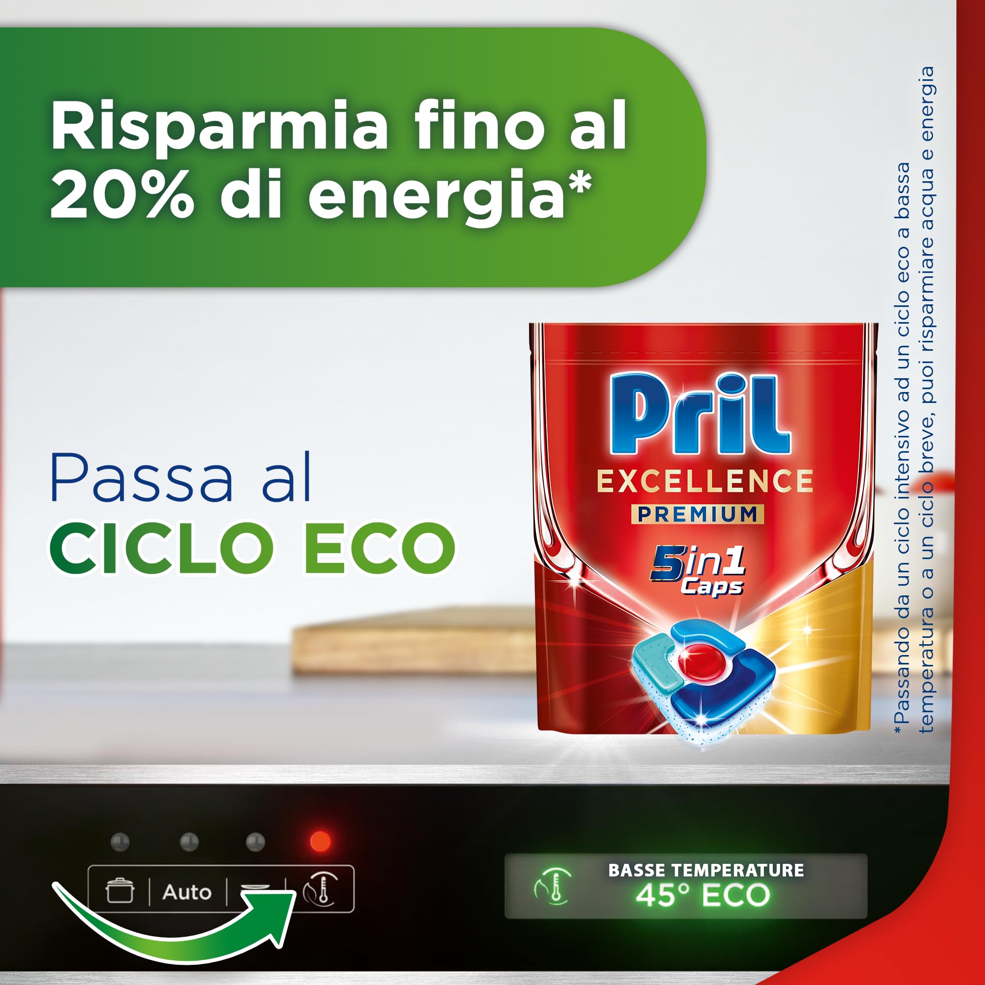 Pril Excellence Premium 5in1 Spülmaschinentabs (16 Kaps), Geschirrspülmittel gegen hartnäckigen und trockenen Schmutz, ab 72 Stunden, Spülmaschinentabs, wirksam auch bei kurzen Zyklen und Eco