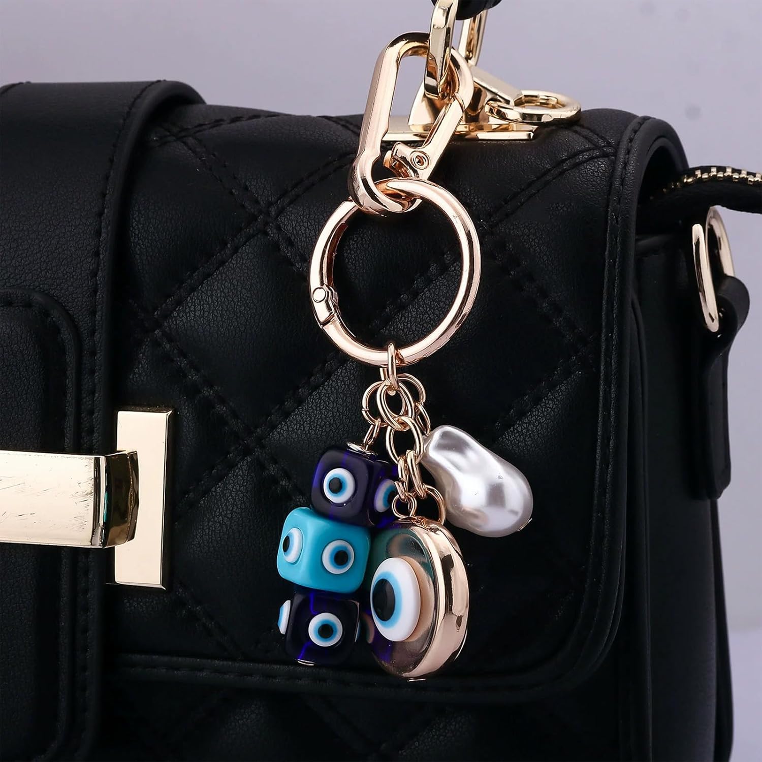 Angyape Evil Eye Keychain Gold Bag Charms Purse Charms for Handbags Cute Keychains for Car Keys Accessories Gifts for Women - Image 2