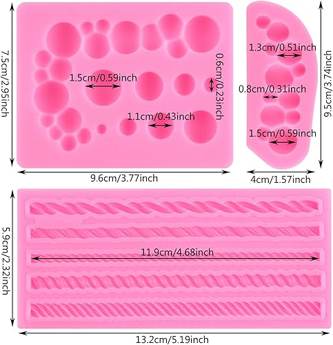 Miniatura 2 de ZiXiang Moldes semicirculares de perlas para fondant, cuerda de cáñamo, molde de silicona para decoración de pasteles, decoración de cupcakes,
