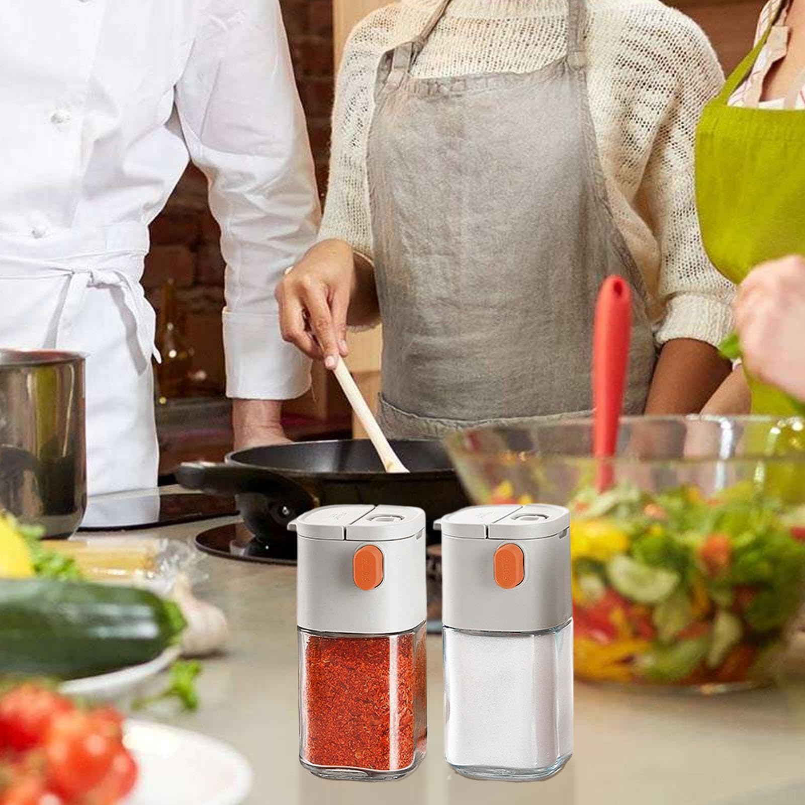 Verstellbarer Zuckerspender | Salz- und Pfeffermühle | Streuer mit Deckel, Gewürzglas mit verstellbarem Deckel, Gewürzspender aus Glas, Messstreuer, transparenter Behälter