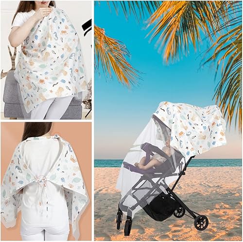 Miniatura 2 de 2 piezas de algodón cubierta de lactancia materna cubierta con correa ajustable peso ligero cubierta de cuidado de la lactancia materna transpirable