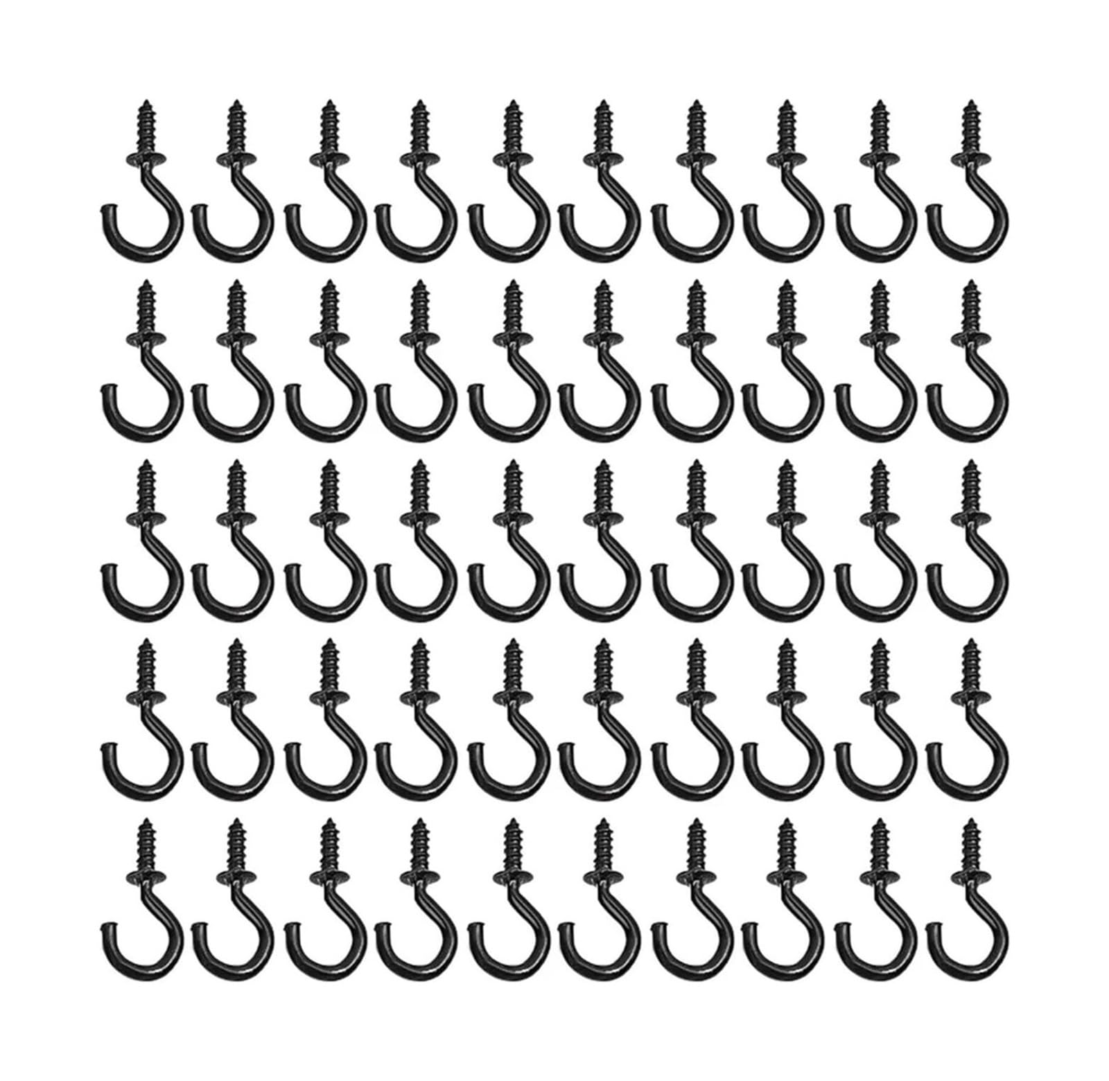 FJQFHH Gutter Hooks Shape, Outdoor Light Hook Iron SelfTapping Screw Hooks String Plant(Black,50pc)