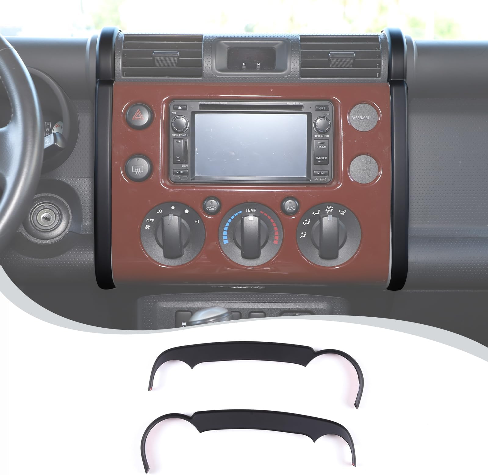 LLKUANG Car ABS Center Console Navigation Side Trim Strip Fit for Toyota FJ Cruiser 2007-2021,Dashboard Navigation Side Decorative Strip Cover -2 PCS (Matte black)