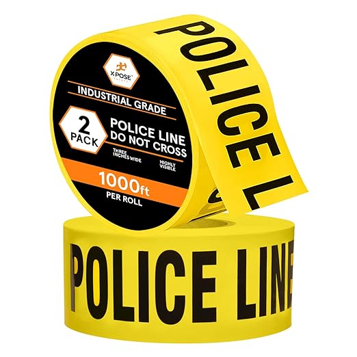 Xpose Safety Yellow Police Line Do Not Cross Tape – (2 Rolls) – 3" x 1000' High-Visibility Barricade Tape for Construction Sites, Hazards, Crime Scenes