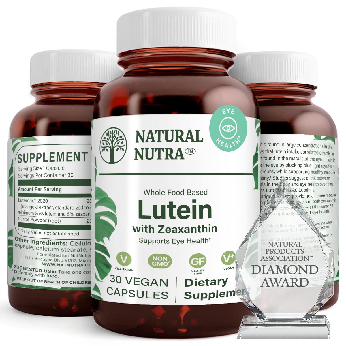 Natural Nutra Lutein & Zeaxanthin Supplement 20mg, 30 Capsules 30 Count (Pack of 1)