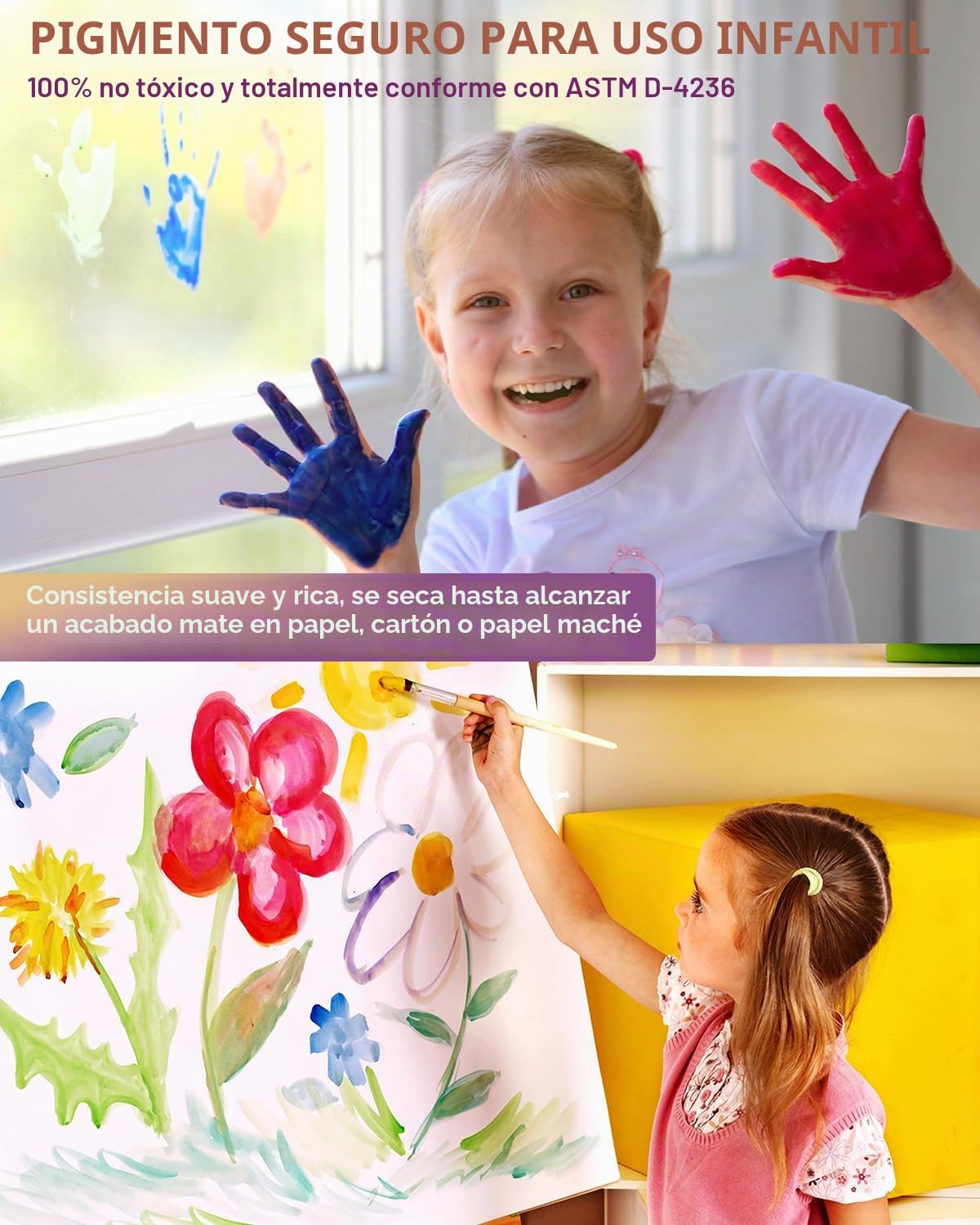Nicpro Pintura Acrilica Lavable 14 Colores× 500 ml, Pintura De Dedos para niños, Pintura De Dedos No Toxica,Temple Lavable Para Manualidades,Bricolaje, Carteles, Navidad, Semana Santa, Fiesta
