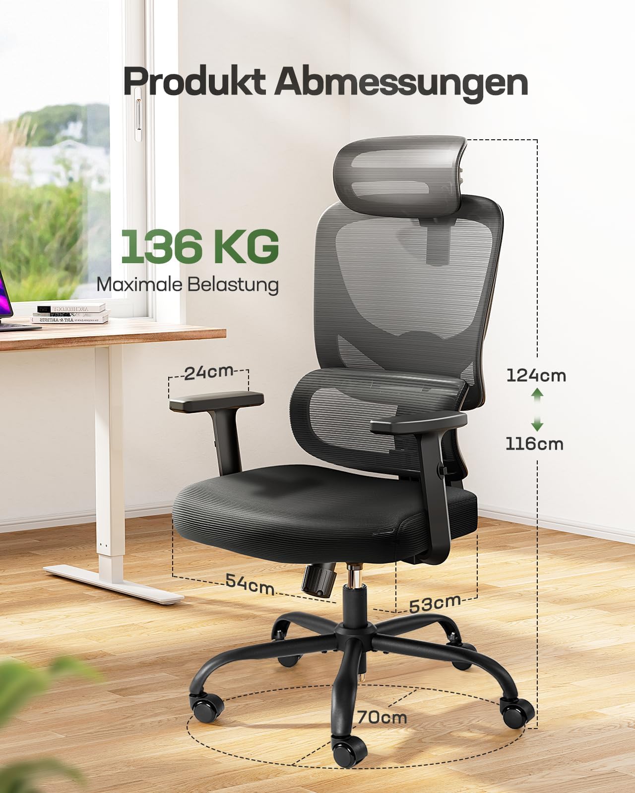Sedia Da Ufficio Marsail Ergonomica - Regolabile Con Supporto Lombare