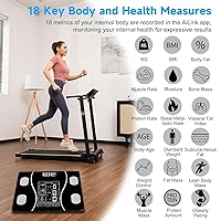 Vista 3 de Báscula inteligente de baño, báscula digital para el cuerpo, con pantalla LED retroiluminada y vidrio templado resistente, tamaño compacto, con un
