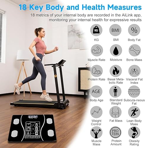 Miniatura 3 de Báscula inteligente de baño, báscula digital para el cuerpo, con pantalla LED retroiluminada y vidrio templado resistente, tamaño compacto, con un