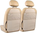 Viaviat Car Seat Protector Large Kick Mat 2 Pack Durable Water Resistant Auto Seat Back Covers with 2 Mesh Pockets Protection Against Dust Mud Scratches (Black, 2-Pack)