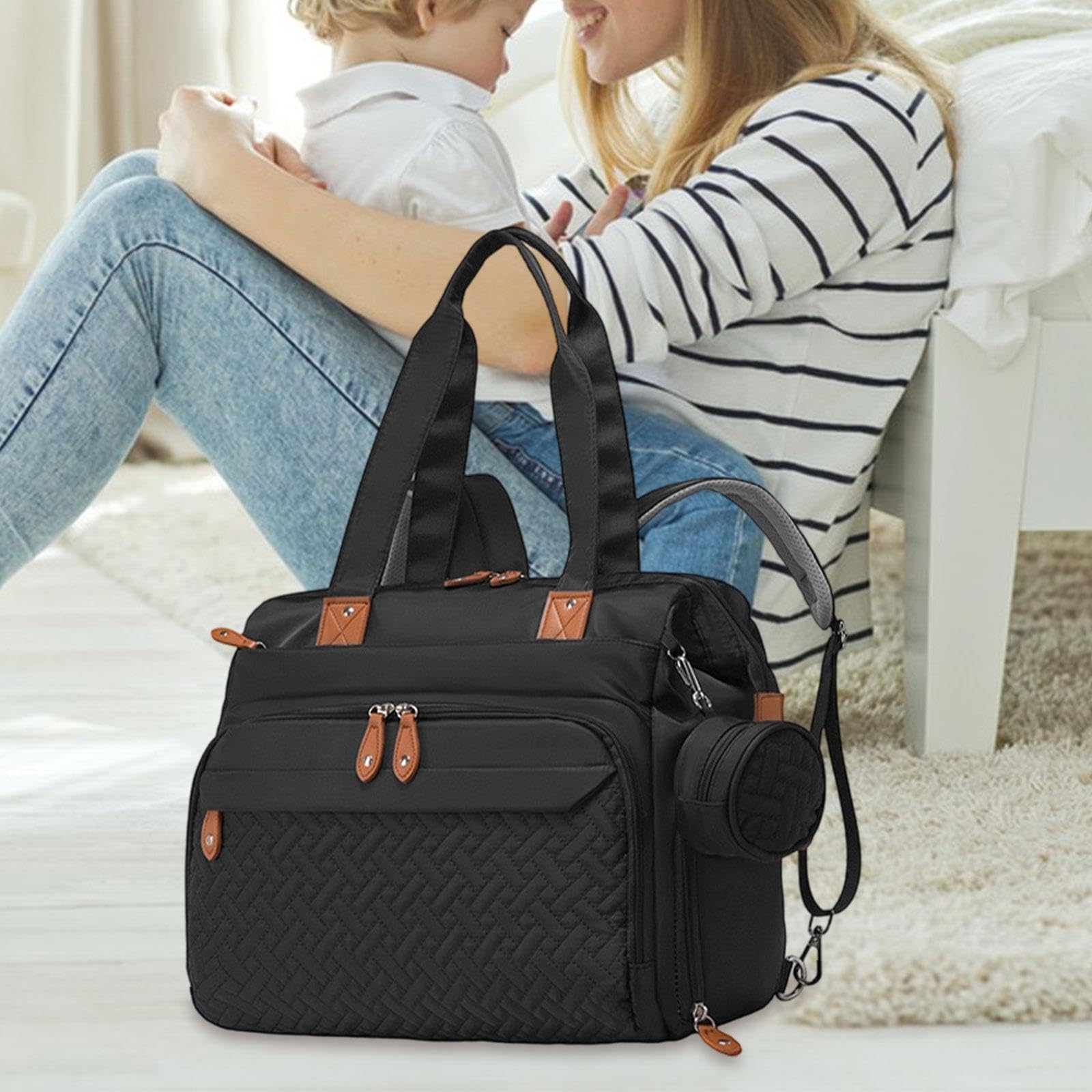 Gralara Wickelrucksack Windeltasche Rucksack Tasche Organizer Wasserfest aus Pflegeleichtem Oxford mit Flaschenfächern Schuhfach Und Nass Trocken Separation, Schwarz