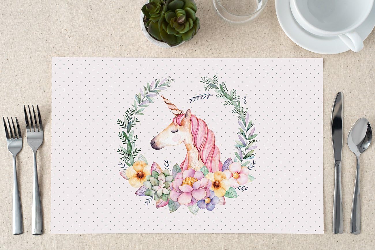 DB Party Studio Baby Shower Paper Placemats 25 Pack Unicorn Floral Wreath Gender Neutral Boy Girl Newborn Mom-To-Be Brunch Lunch Event Disposable Dinner Table Setting Easy Cleanup Place Mats 17" x 11"
