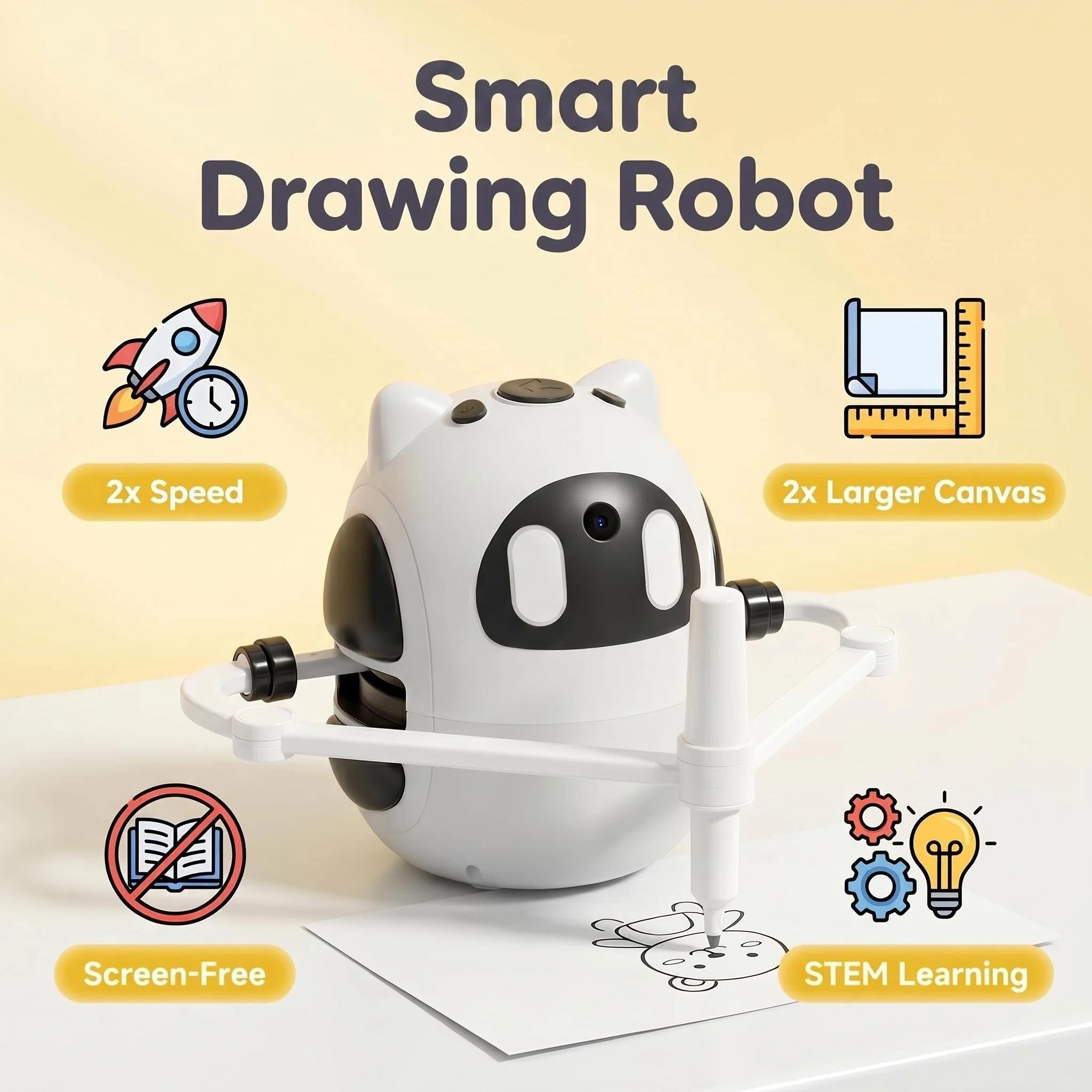 Kit Montessori Robot de dibujo AI con 150 tarjetas y 17 colores