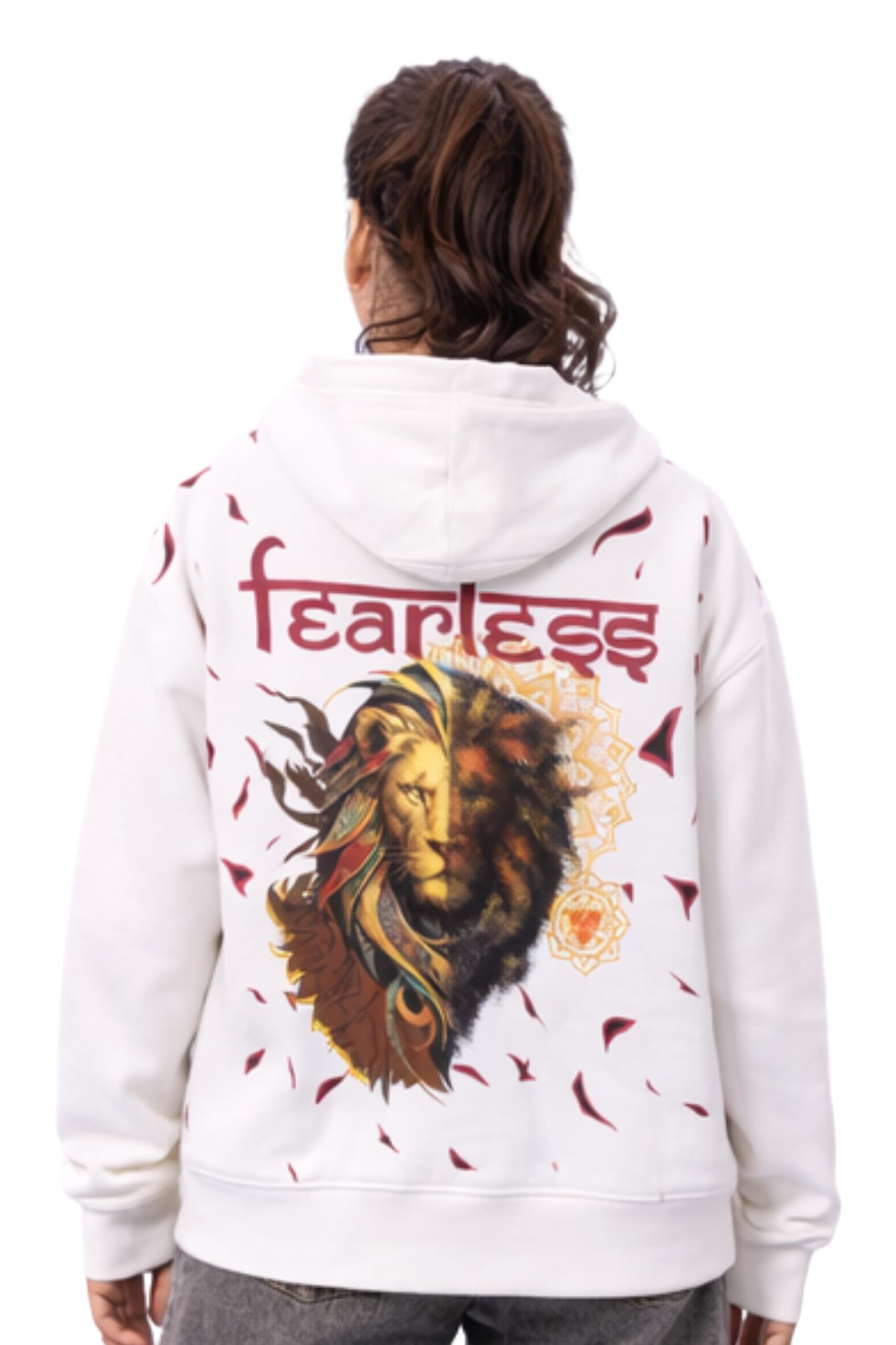 Atached Lion Women’s Cotton Rich Fleece Graphic Hoodie | Oversized Winter Handcrafted Sweatshirt with Hood-image-21
