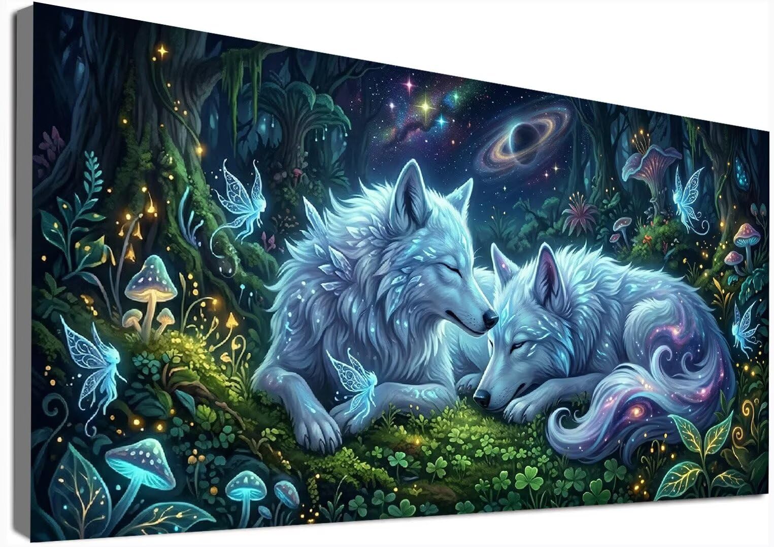 Wolf Diamond Painting Erwachsene XXL 70x140cm Diamant Painting Bilder Tier, 5D Vollbohrer Diamond Art Kit Basteln Set Kinder Mädchen, DIY Stickerei Malerei Kristall Strass für Zuhause Deko C6-230
