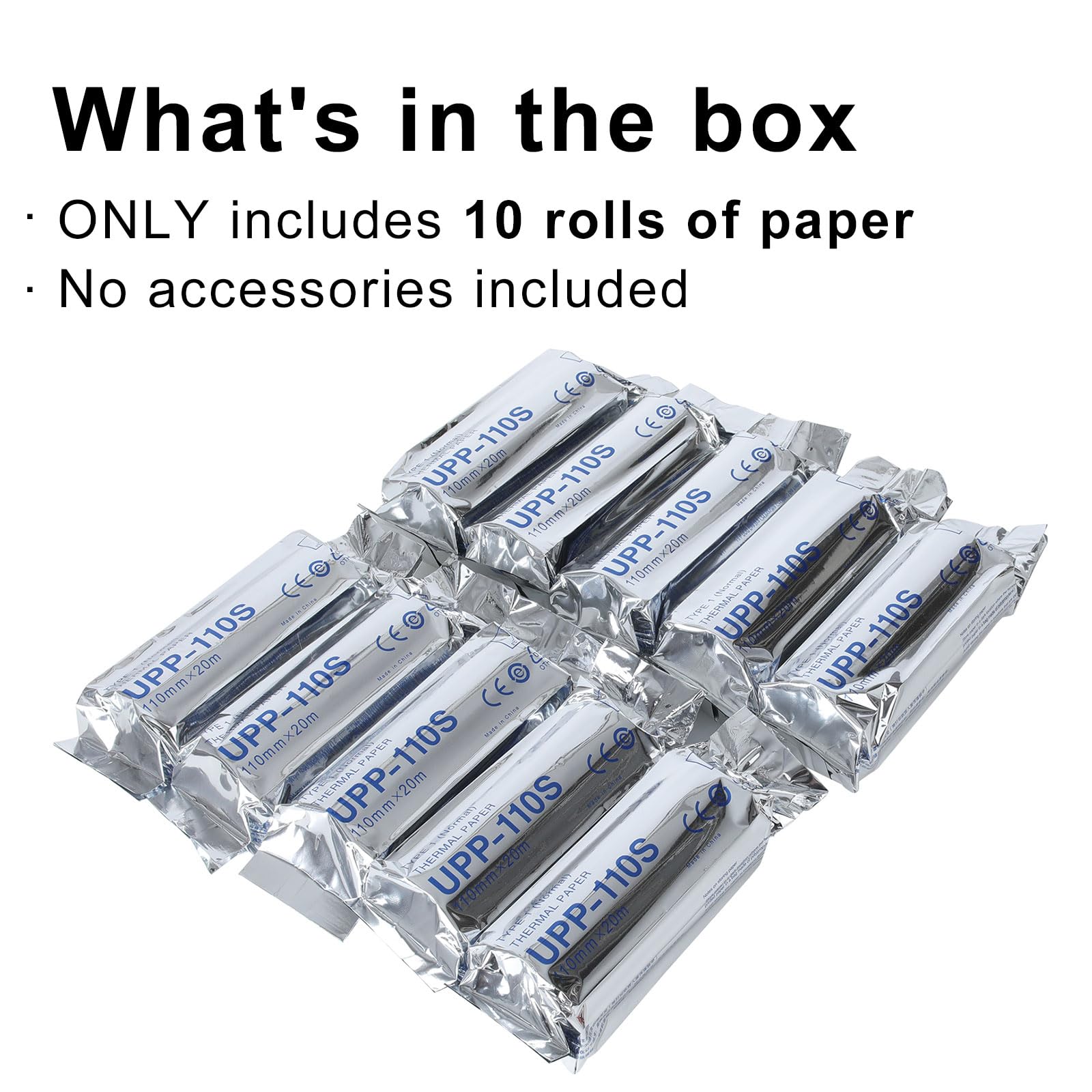 UPP-110S Papel térmico por ultrasonido, 10 rollos, película de impresión de video de densidad estándar tipo I (110 mm x 20 m) | Compatible con Sony UP-895MD UP-897MD UP-X898MD UP-D898MD UP-D895