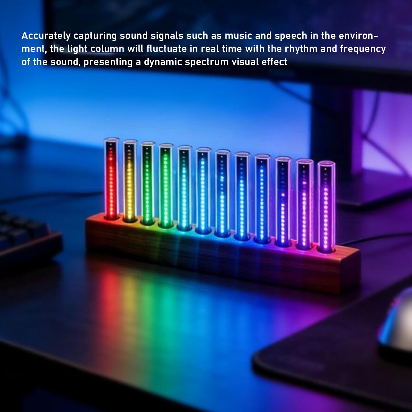Wyświetlacz LED Widma Muzycznego, Gadżet Domowego Wizualizatora Audio | 240 koralików RGB, wbudowany mikrofon, analizator dźwięku do dekoracji wnętrz, imprez i wydarzeń muzycznych