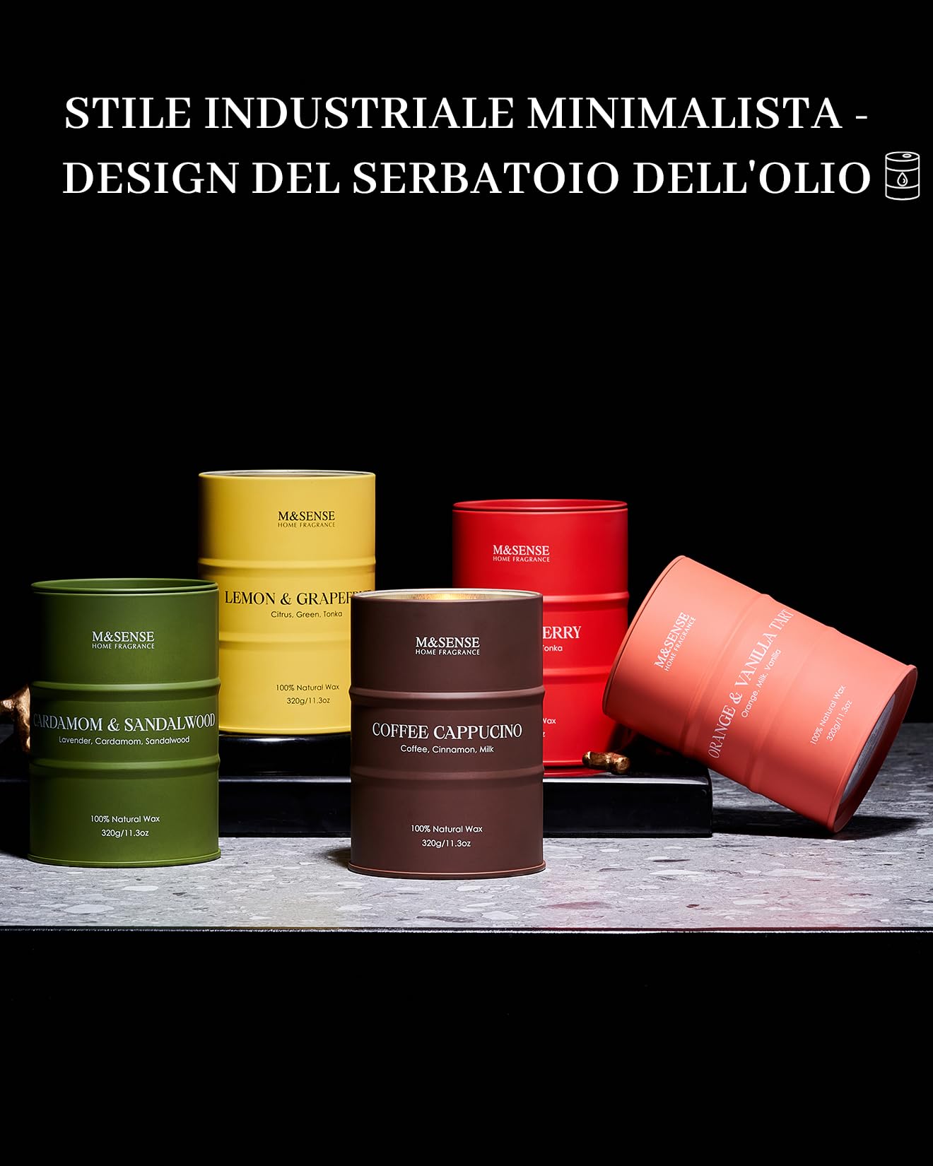 Candele M&SENSE Candele profumate alla vaniglia d'arancia per la casa, candele di soia organiche pulite non tossiche altamente profumate Candele profumate decorazione Candles Cozy Room Decor