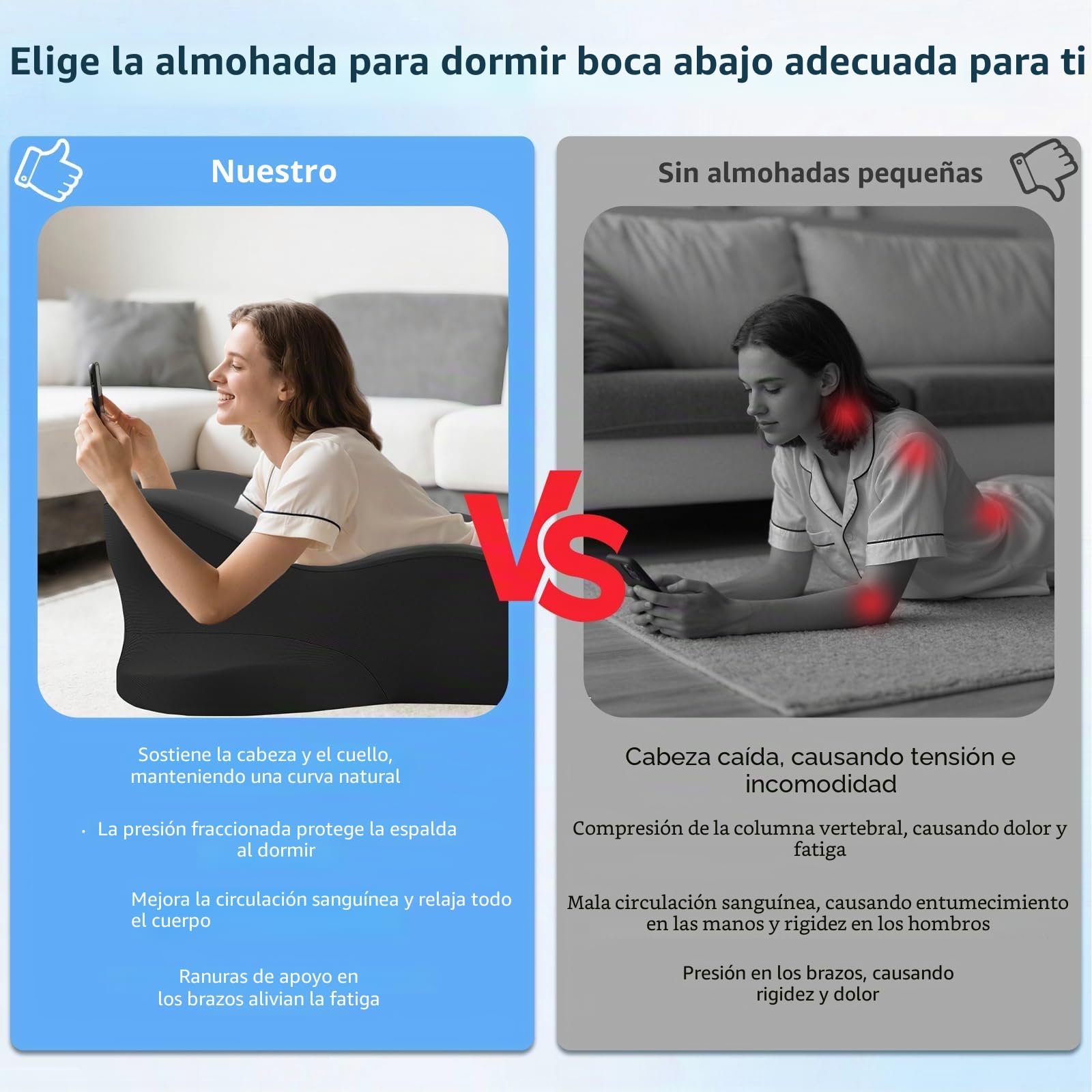 Almohada 4 en 1 para cojín venoso, espuma de memoria, cojín ergonómico cómodo, mejora la circulación sanguínea, almohada para piernas para piernas, pies, espalda, sofá, cama (negro)