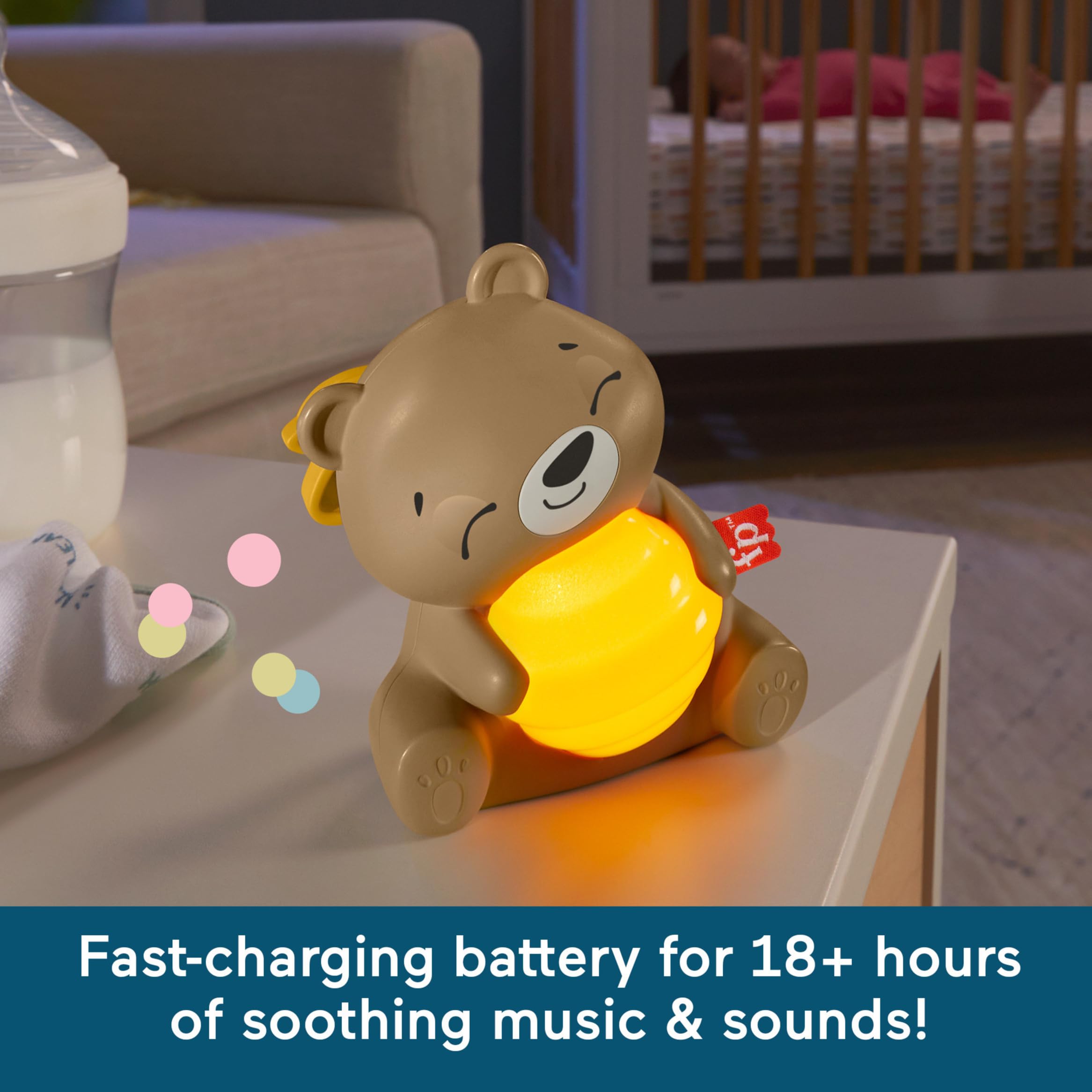 Fisher-Price Veilleuse Musicale Mon Ourson Dodo avec lumière et minuteur Personnalisable pour Nouveau-nés, HRB18