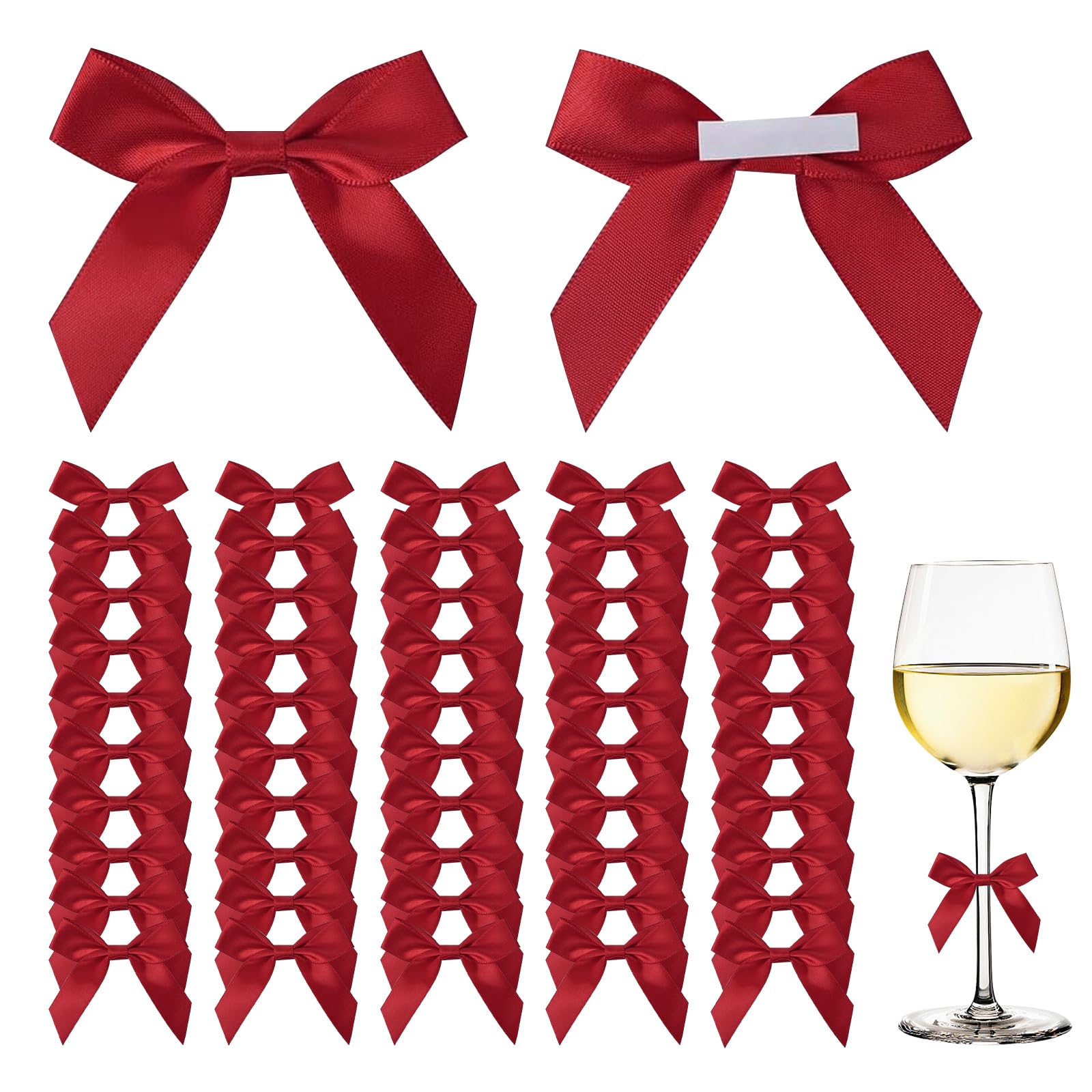 LAWALEISHE 50 Pcs Self Adhesive Bows, Bow Decorations for Gift Wrapping