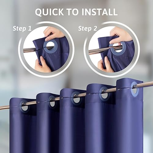 Miniatura 10 de Cortina de ducha extra ancha, no necesita ganchos, forro de cortina de ducha de tela de poliéster con 12 ojales divididos de plástico, impermeable y