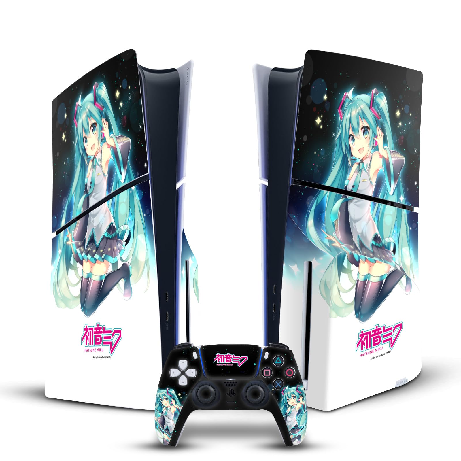 Head Case Designs sous Licence Officielle Hatsune Miku Ciel de Nuit Graphiques Vinyle Autocollant De Jeu Peau Compatible avec Sony PlayStation 5 PS5 Slim Disc Edition Console & DualSense Controller