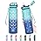 Enerbone 32 oz Water Bottle, Leakproof BPA & Toxic Free, Motivational Water Bottle with Times to Drink and Straw, Fitness Sports Water Bottle with Strap for Office, Gym, Outdoor Sports, Green-Blue