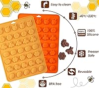 Vista 7 de Webake Molde de chocolate para dulces de abeja con 7 formas diferentes, molde de silicona de abeja de 35 cavidades para decoración de cupcakes
