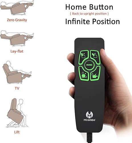 Miniatura 37 de MCombo Silla reclinable eléctrica de doble motor para personas mayores, silla elevadora plana con calor y masaje, portavasos, puertos USB, piel