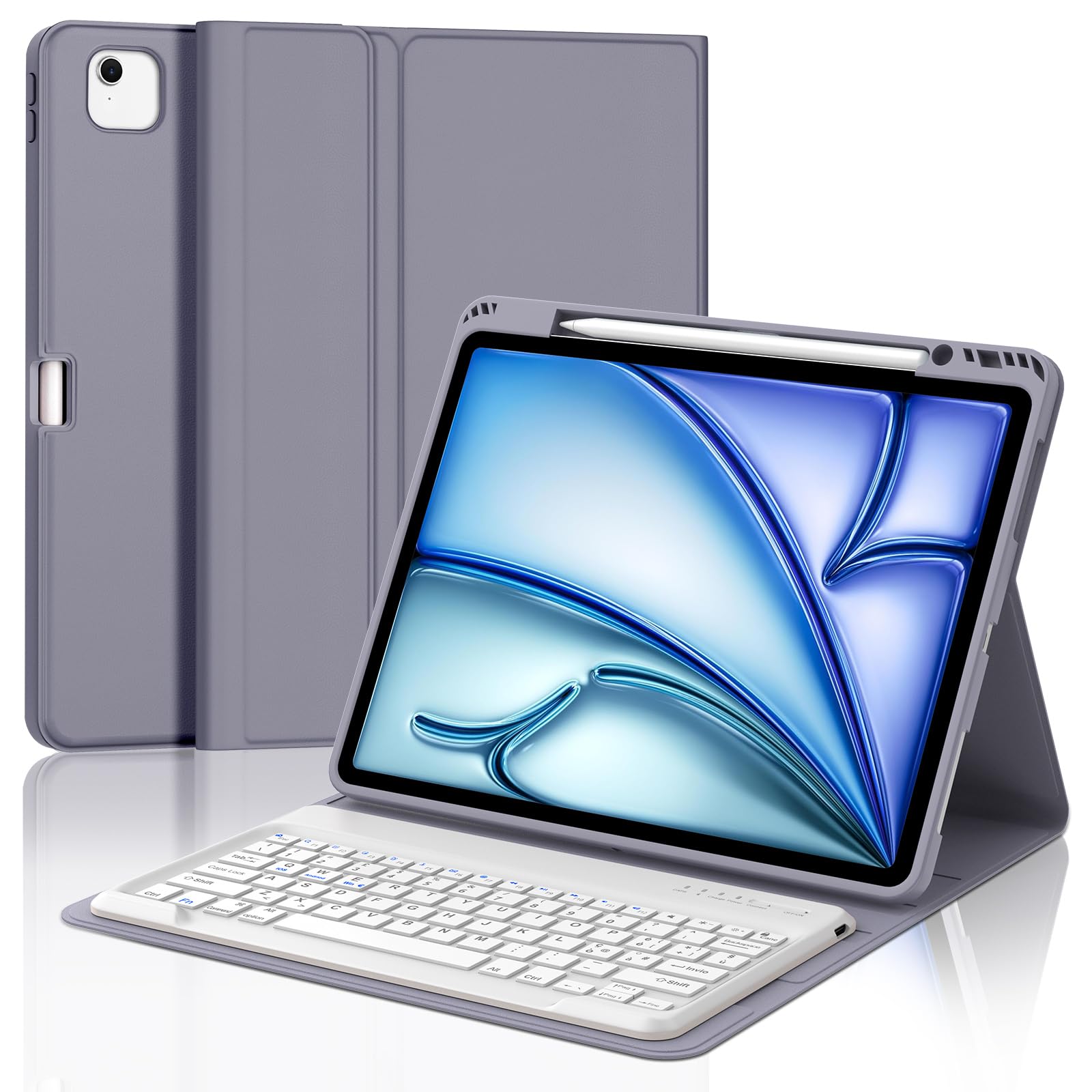 Occtingkind Per iPad Air 13 (M4/M3/M2) Cover Tastiera Italiana | Tastiera per iPad Air 13 - Custodia Magnetica Rimovibile Bluetooth Keyboard, Lunga autonomia, Lavanda