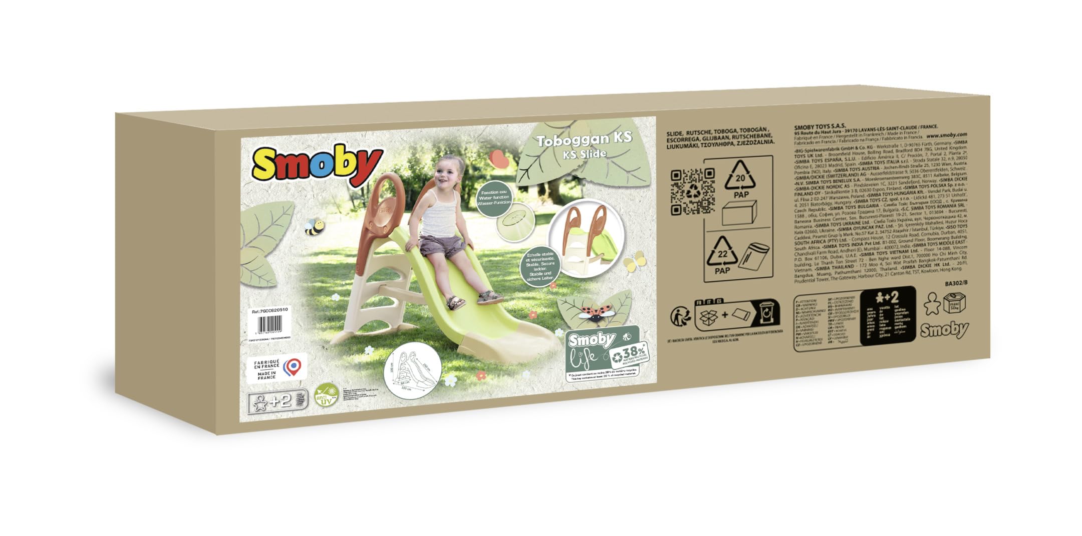 Smoby Life KS Rutsche mit Wasseranschluss 1,50 Meter lang Rutschauslauf Verstrebung für Kinder ab 2 Jahren