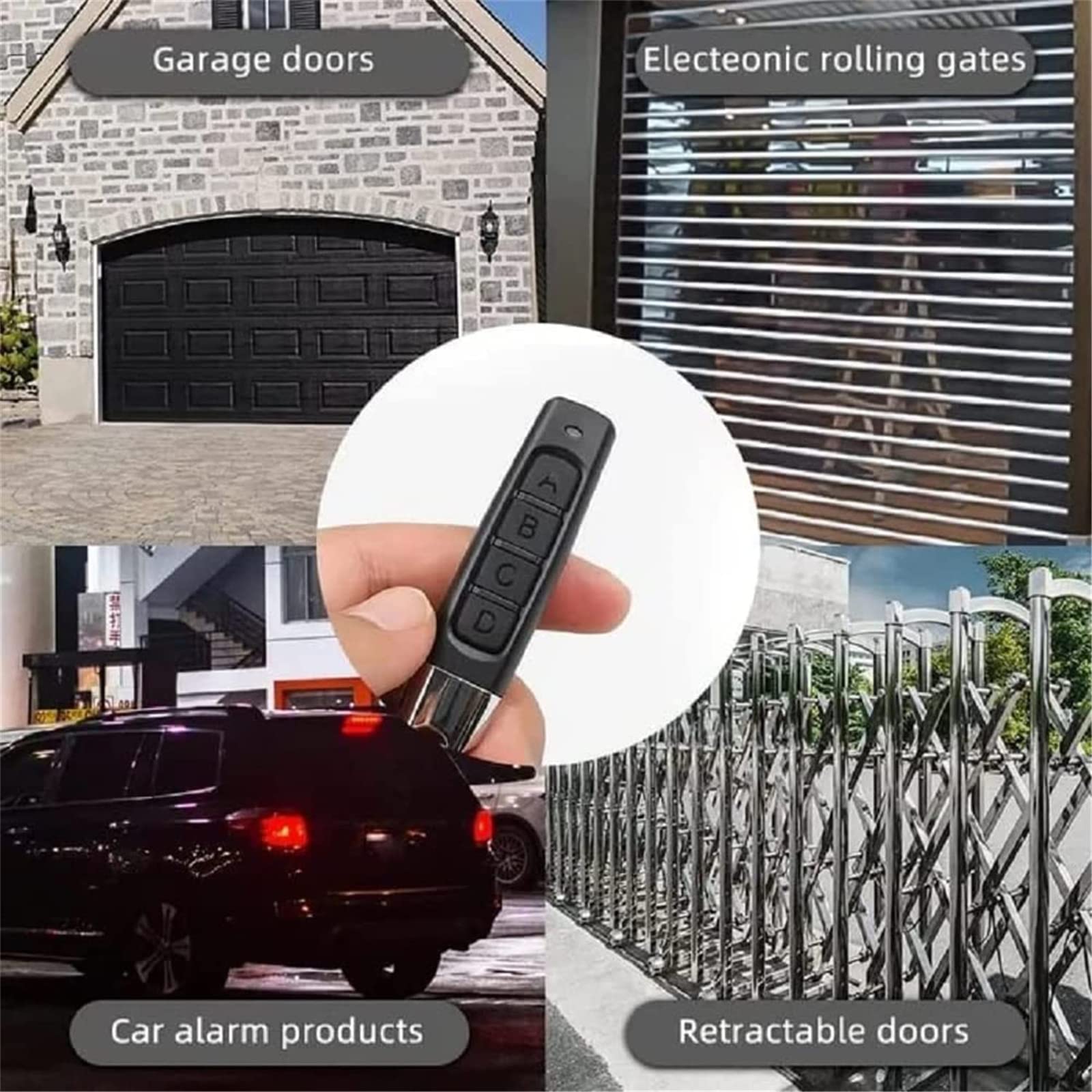 Duplicatore di telecomandi 4 in 1, duplicatore di telecomandi per auto, porte di garage, copia codice fisso e Rolling Code (4 pezzi)