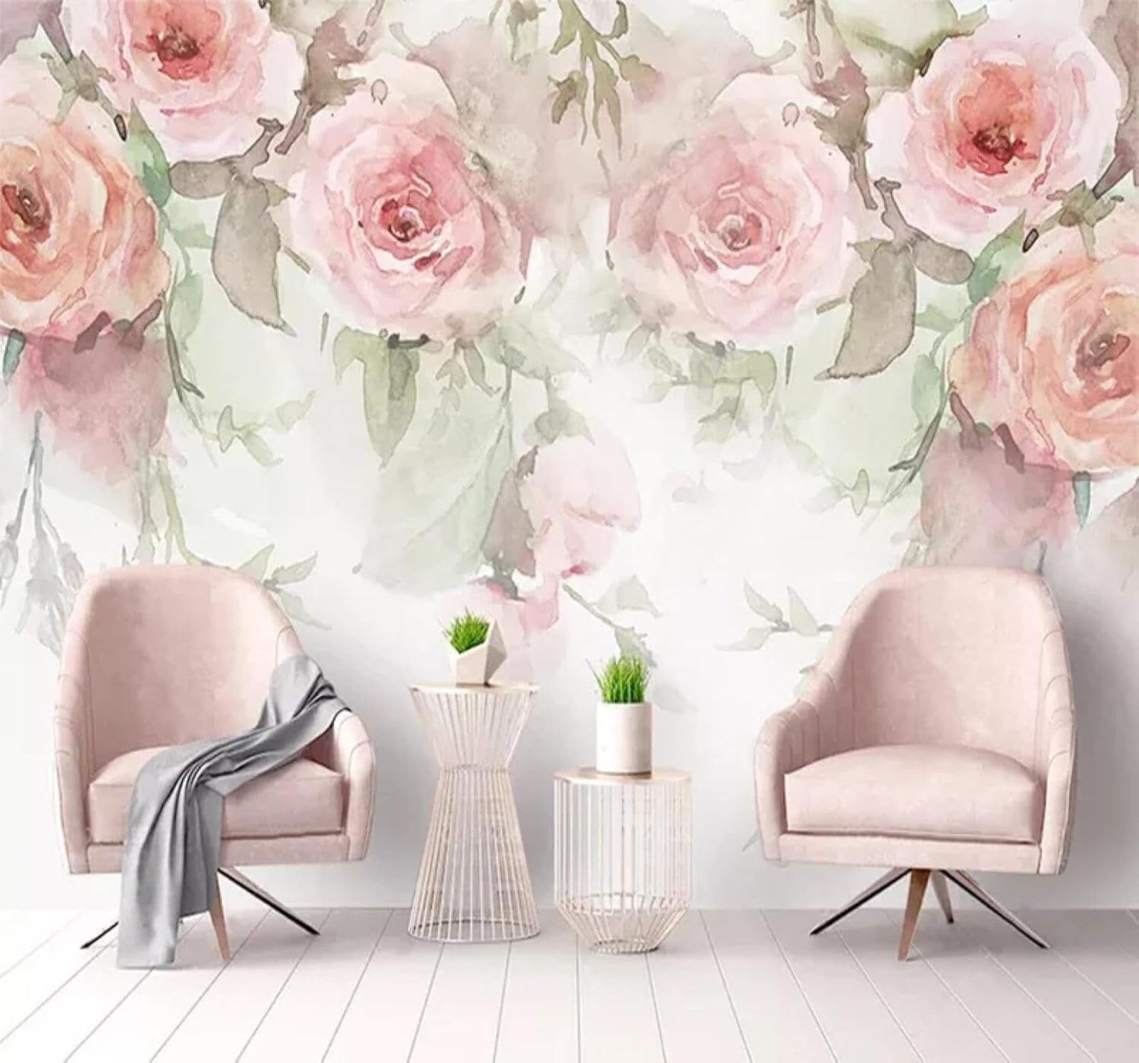 Xlming 250Cm×170Cm(B×H) Hand Drawn Cosy Beautiful Pink Flowers 3D Wallpaper Luxury Home Dining Decor Paste Sofa Living Room The Wall For Bedroom Mural-250Cm×170Cm