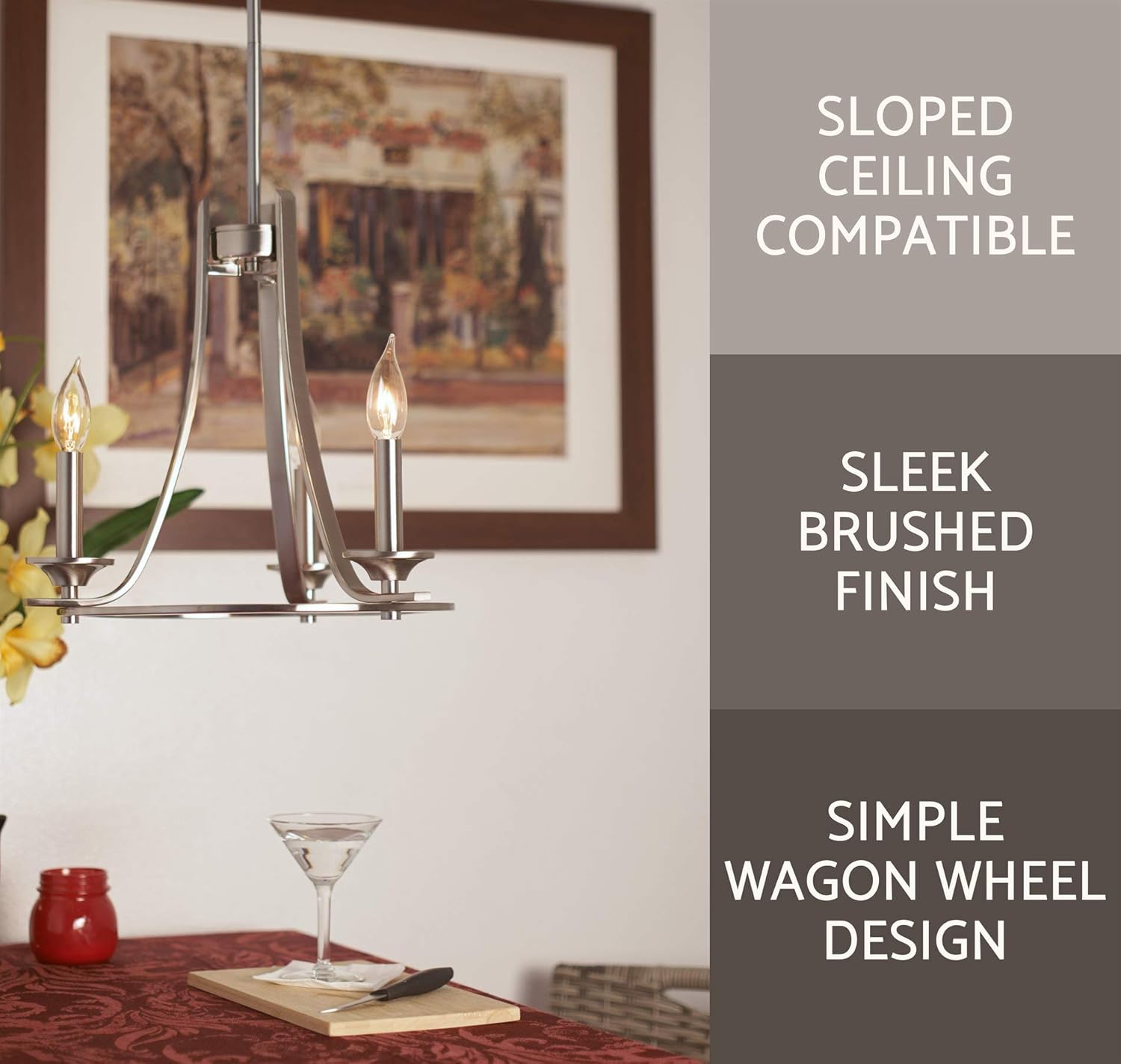 Bеѕt Dеаl Chеар 🛒 Kira Home Leia 14 Modern 3-Light Kitchen Light Pendant Wagon Wheel Chandelier, Adjustable Height, Brushed Nickel Finish Hоttеѕt Sаlе Kira Home Leia 14 Modern 3-Light Kitchen Light Pendant Wagon Wheel Chandelier, Adjustable Height, Brushed Nickel Finish