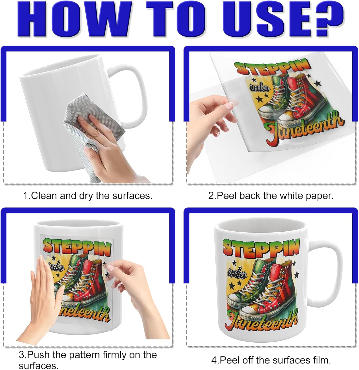 12 PCS June Independence Day UV DTF Cup Wrap Stickers image 3