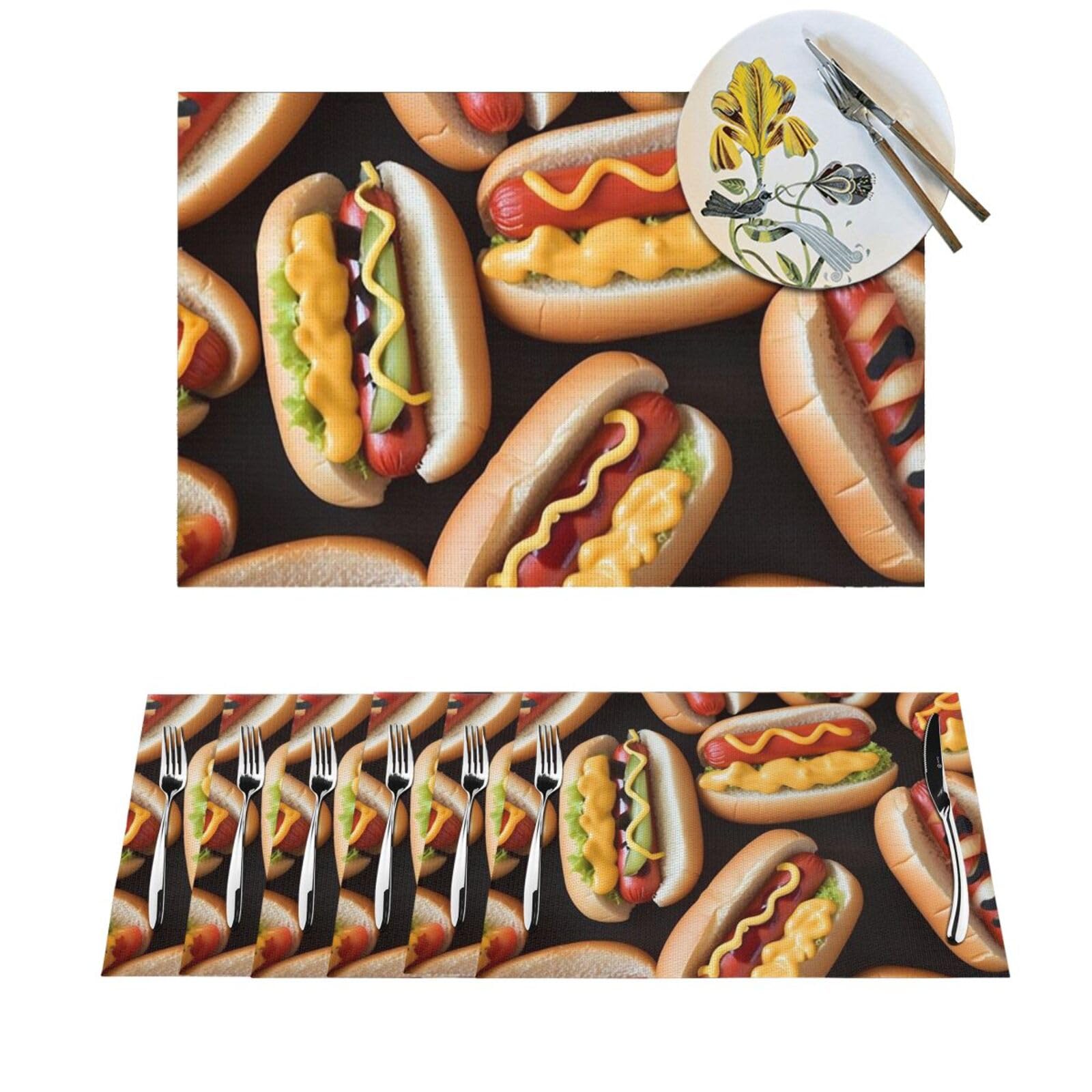 Sets de table lot de 4 en PVC tissé résistant à la chaleur pour cuisine