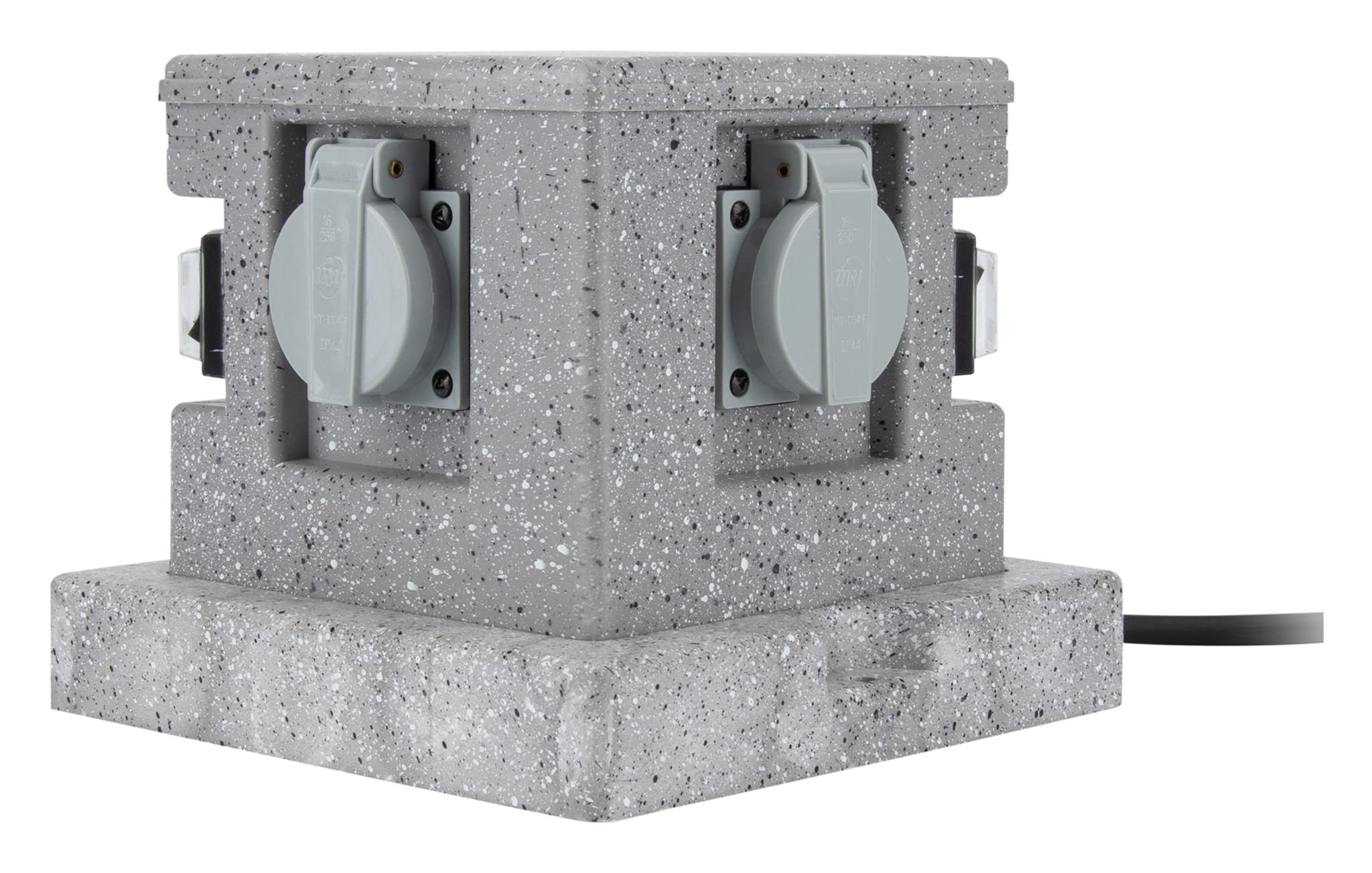 Zenitech - Borne Jardin IP44 4 x 16A + 2 interrupteurs câble H07RN-F 3G1,5mm² 4,5m