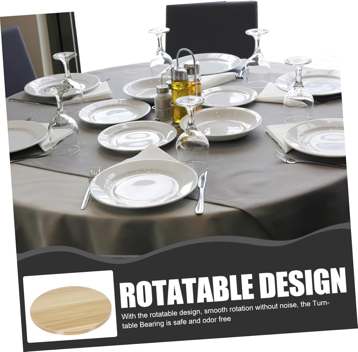 Wooden Dining Table Turntable Swivel Plate Smooth Rotating Round Wooden Lazy Susan for Home Kitchen Serving and Food Display