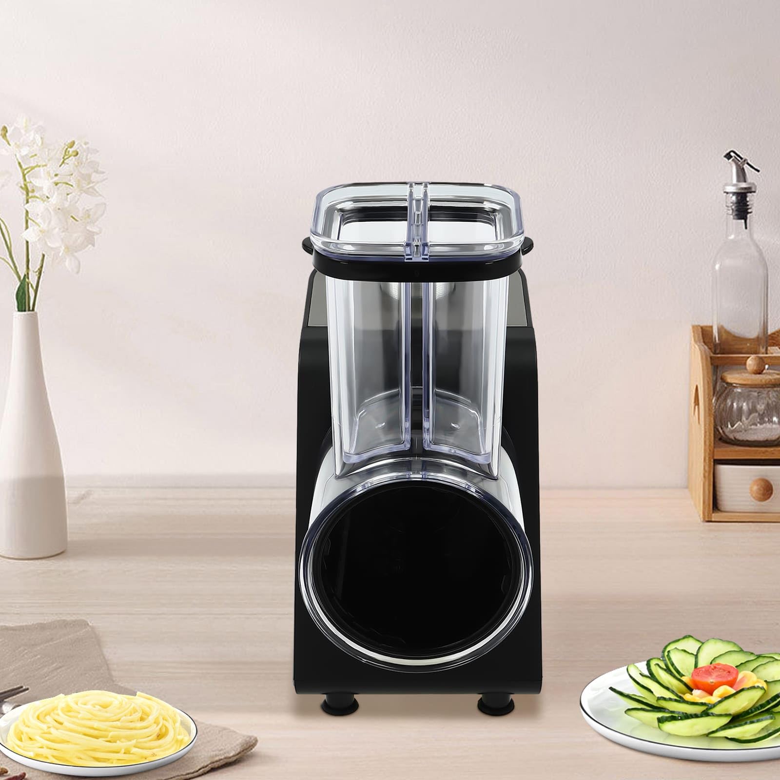 Râpe à Légumes Électrique 1000W, Coupe-légumes Professionnel avec 10 Lames, pour Râper Pommes de Terre, Radis, Concombre, Oignon dans Cuisine, Restaurant
