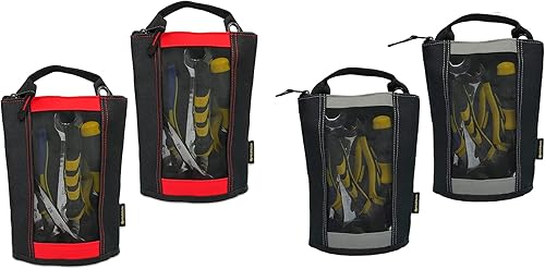 MELOTOUGH Bolsa de sujeción, bolsa de herramientas de lona con cremallera, ventana de malla resistente, ojales colgantes