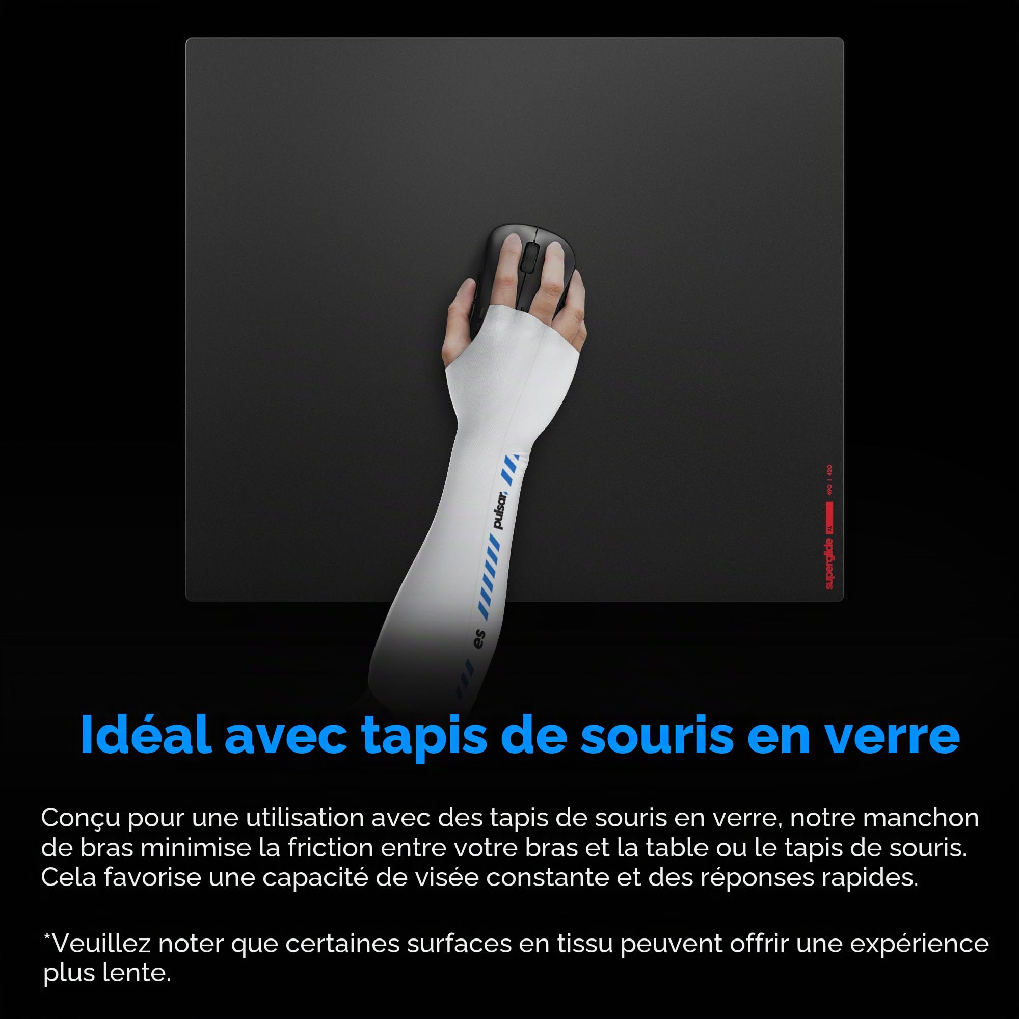 Pulsar Gaming Gears eS Armsleeve Une bande haute résistance pour une meilleure mise au point, réduit la fatigue, noir, Blanc (bras long), M