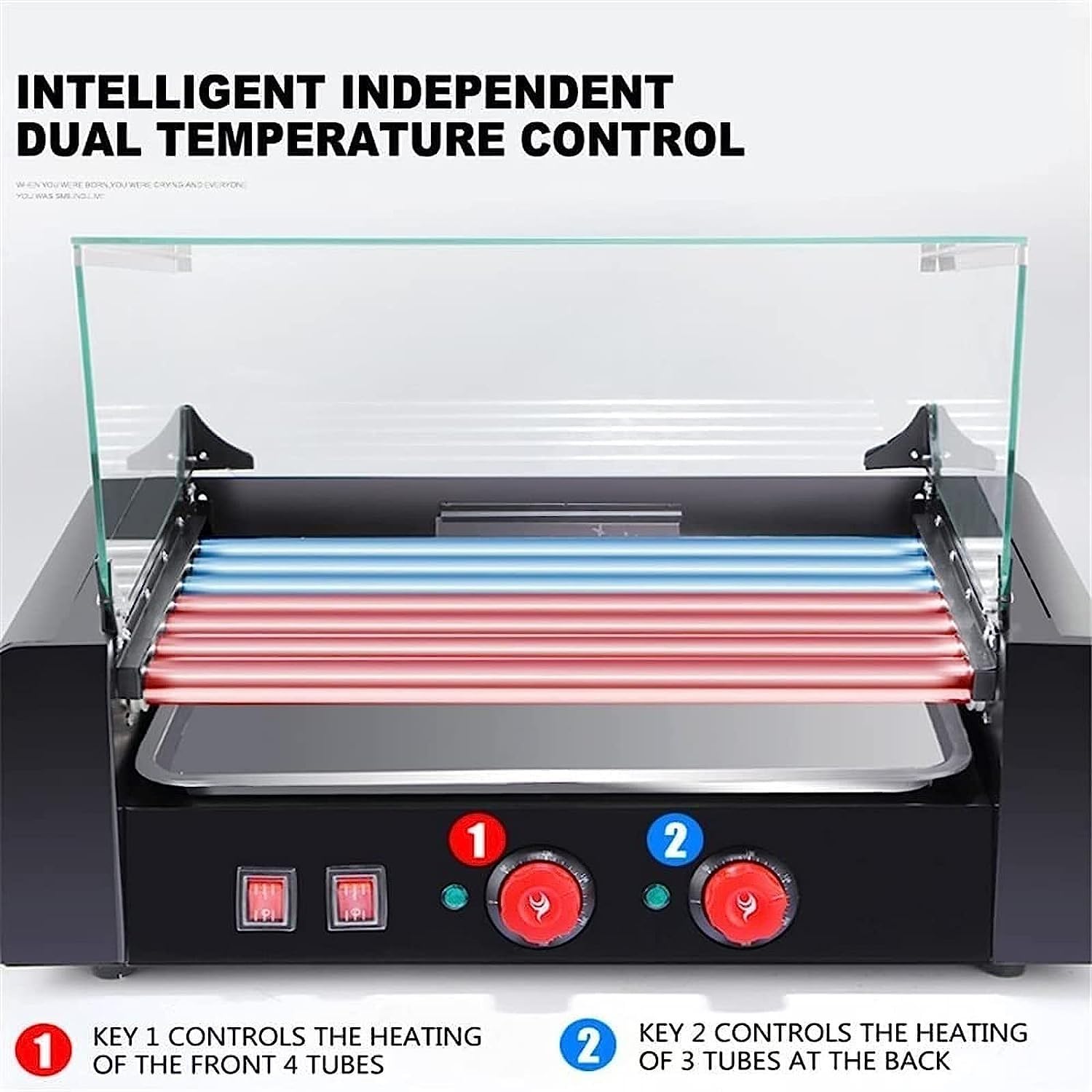 Máquinas para Perritos Calientes Asador automático de Salchichas, Calentador para Perritos Calientes con encimera de Acero Inoxidable, Capacidad
