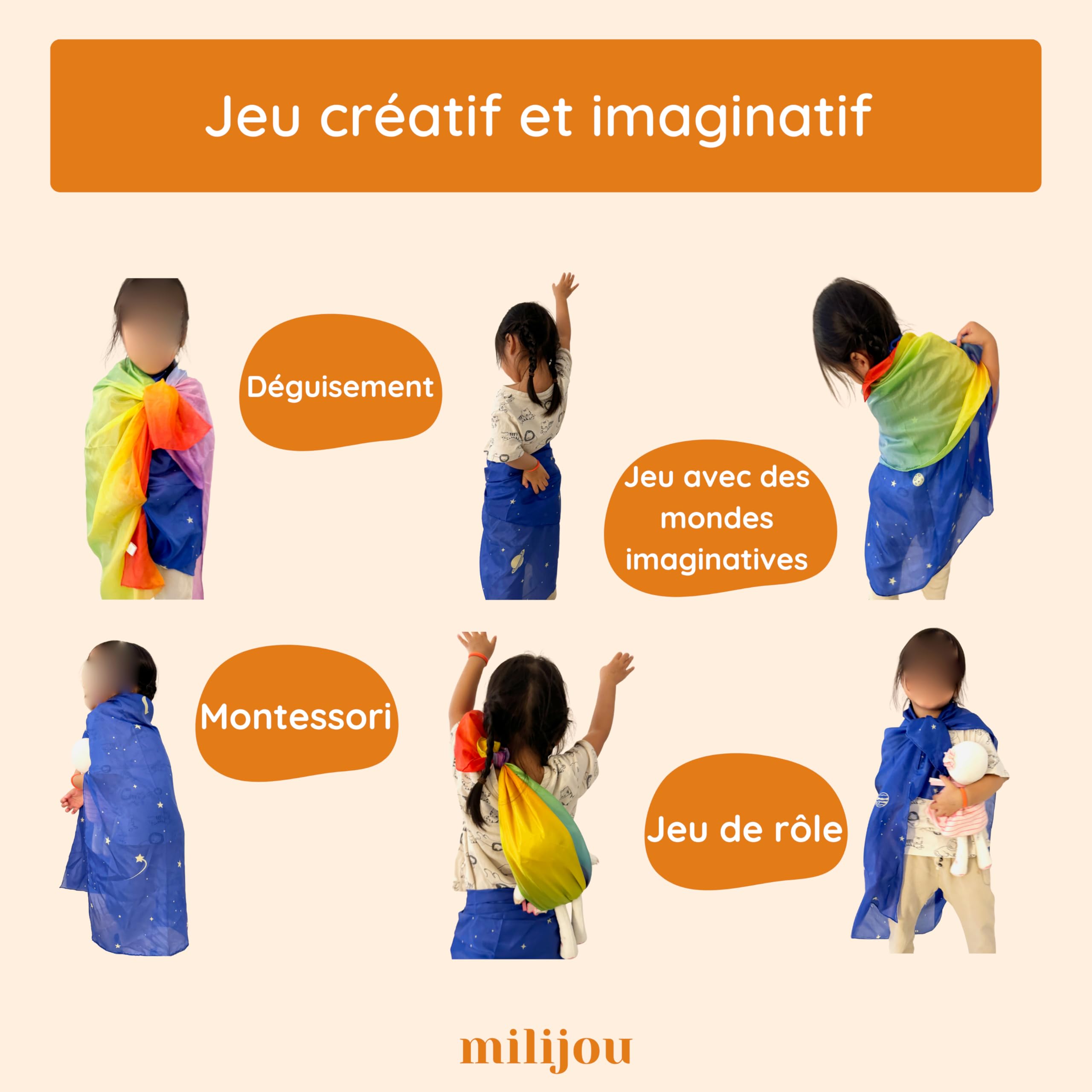 Playsilk Carré de Soie 100% Mûrier - Arc-en-Ciel - Foulard en Soie, Jeux Imaginatifs et Créatifs, Écharpes Jonglage, Foulards de Danse, Spectacle Enfants, Montessori, 90x90cm