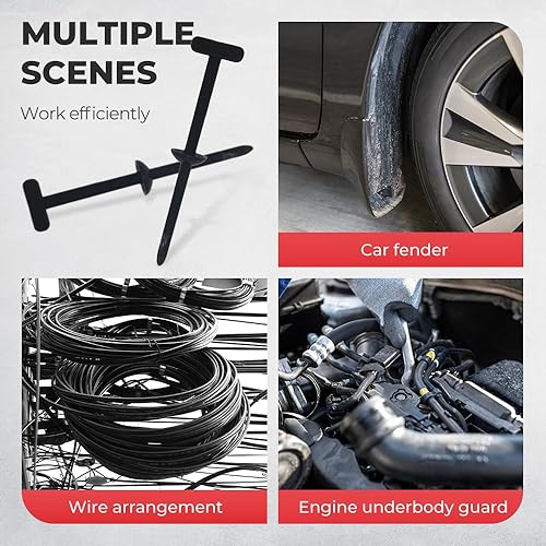 Miniatura 4 de 100 hebillas universales de nailon para ataduras de cables para automóvil, resistente soporte de bridas con cierre automático con diseño de pasador