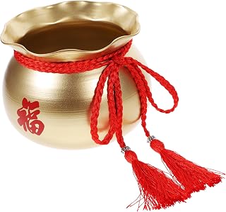 Xmas Decorative Flower Bucket Alloy Home Ornament for Rose Orchids | Golden New Year Style, Multifunctional Gift for Home or Office, Simple Fashionable Flower Arrangement
