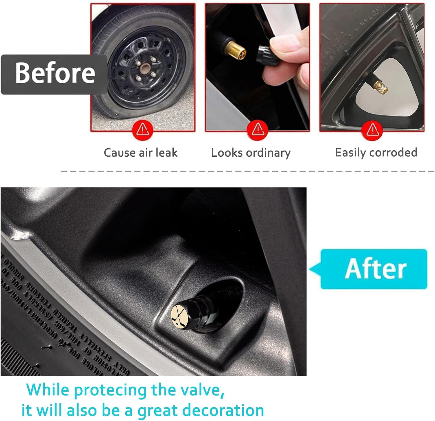 4Pack Campfire and Smoke Tire Valve Caps Aluminum Leak-Proof Valve Covers image 4