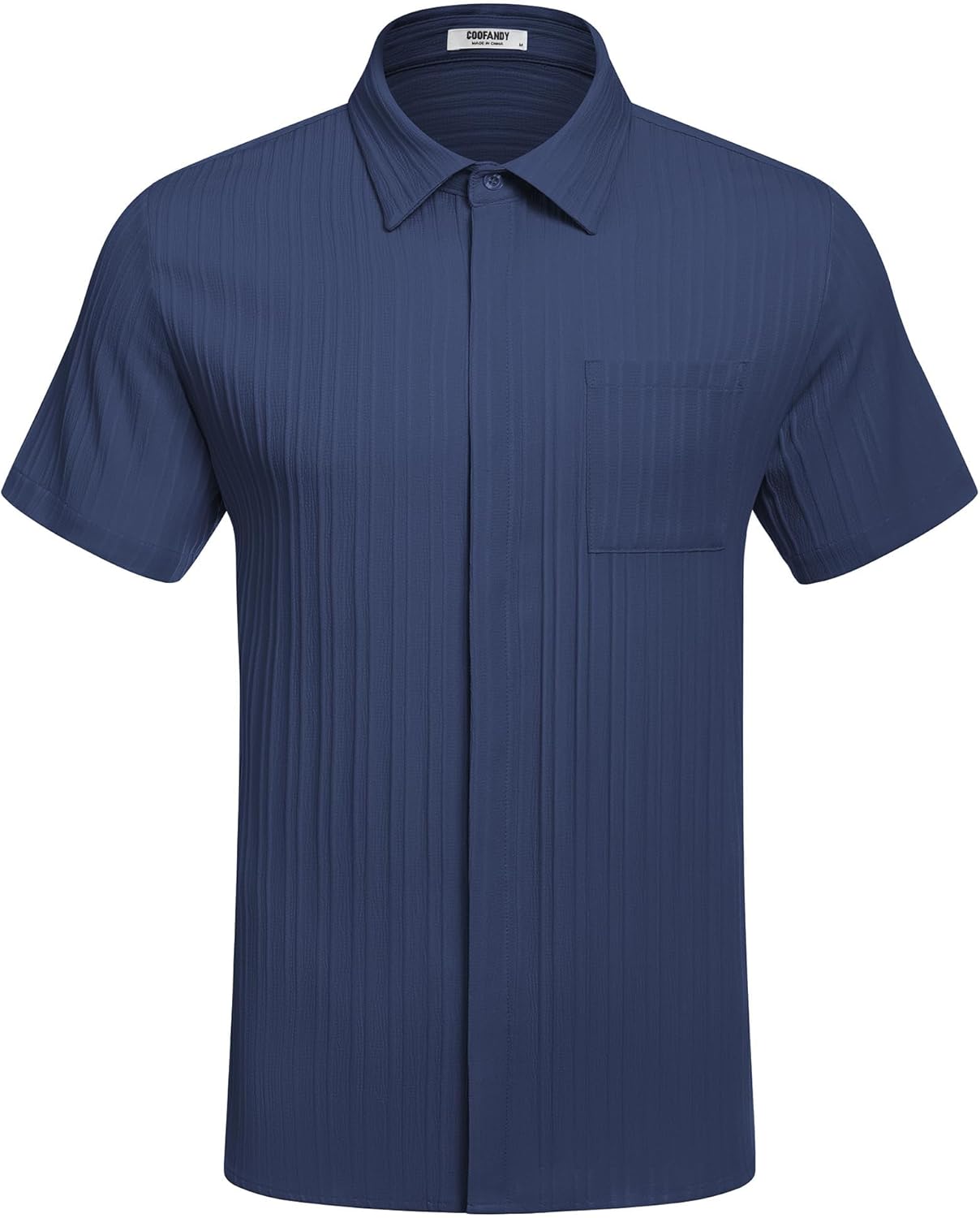 COOFANDY Men's Casual Textured Short Sleeve Button Down Summer Beach Shirt - Image 4