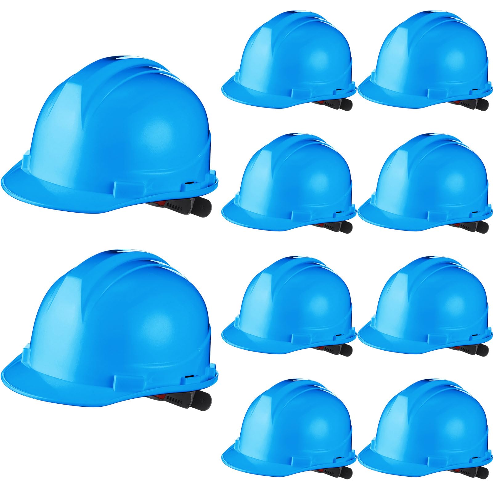 leumoi 10 pcs suspension hard hat, construction hard hat for safety, ratchet cap style with self adjusting crown straps for man woman