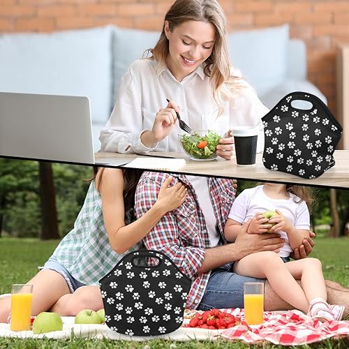 Miniatura 7 de Bolsa de almuerzo de neopreno con estampado de patas, reutilizable, aislada, suave, ligera, bolsa de almuerzo para mujeres y hombres, bolsa de